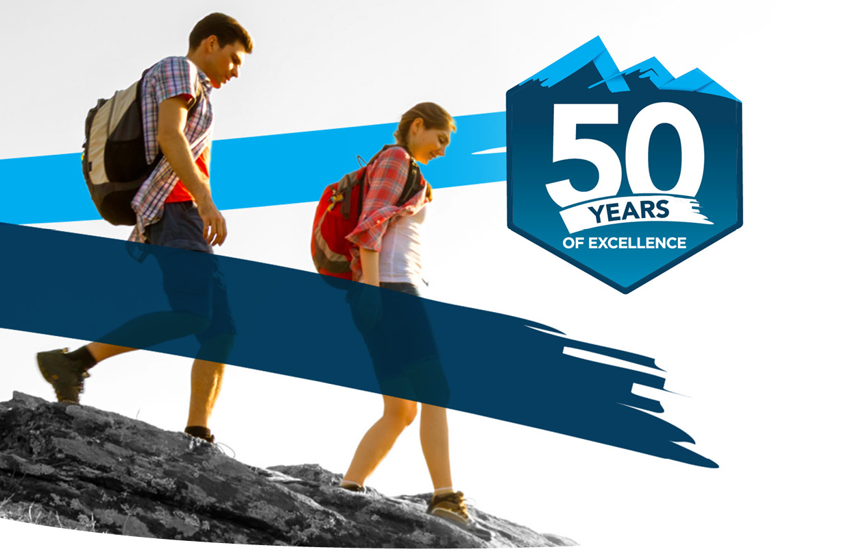 Hikers and 50 Years logo